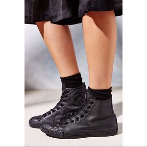 All Black Leather Converse Chuck Taylor